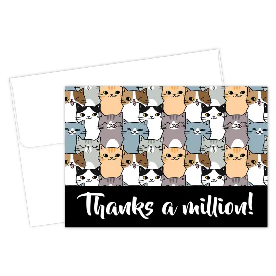 Great Papers! Thanks a Million Cats Thank You Note Card and White Envelope, 4.875" x 3.375", 24 count {2}