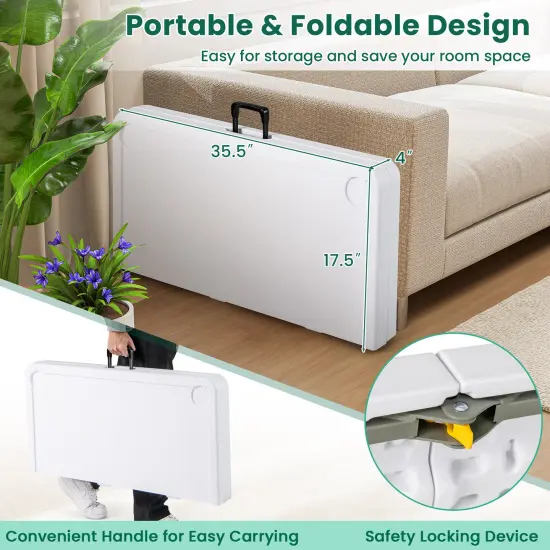 Portable Folding Mahjong Table with Cup Holders and Game Mat Green {6}