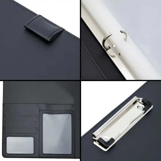 Marble and Gold Foil 3 Ring Binder with Pockets, Portfolio Organizer with Clipboard (10.5 x 12.5 Inches) White {7}