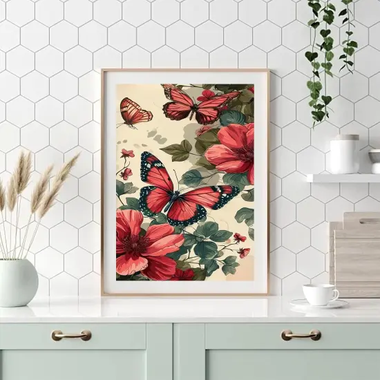 Paint by Number for Adults Framed Canvas, DIY Butterfly Arts and Crafts for Adults Beginner with Wooden Easel, Paint Brushes, Acrylic Paint Set for Home Wall Decor {5}