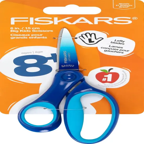 Left-Handed Big Kids Scissors for Ages 8-11, Scissors for School or Crafting, Back to School Supplies, Ombre Blue-Turquoise {1}