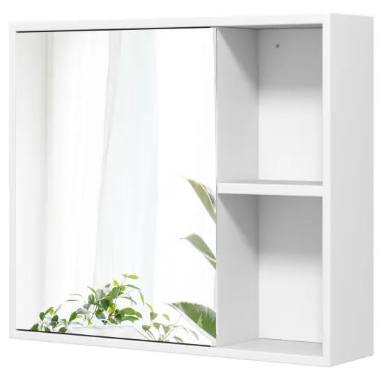 Wall Mounted Bathroom Medicine Cabinet with Single Mirror Door and 2 Inside Adjustable Shelves White {7}
