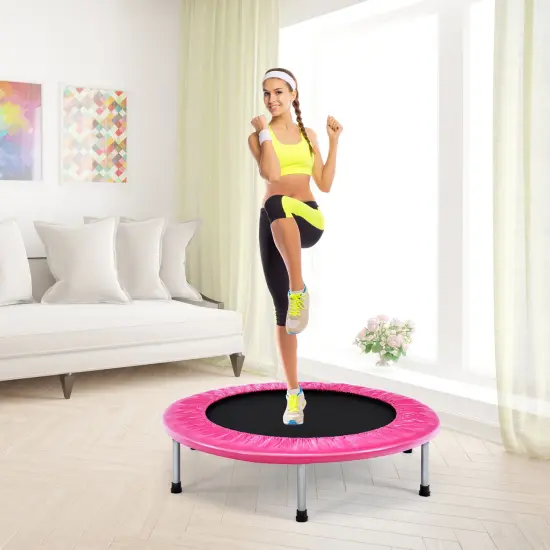 Foldable PP Trampoline with Safety Springs and 330 lbs Capacity Pink {2}