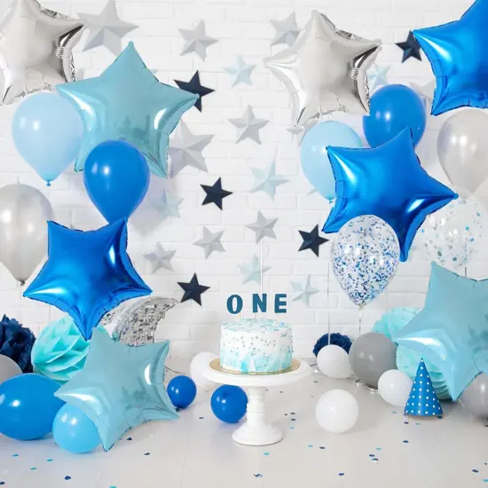 Blue Silver Foil Star Balloons {2}