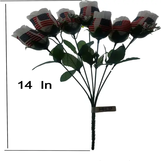 Patriotic Flowers, US Flag, Memorial Day, 4th of July Decor America Veterans Day, One Bouquet 7 Stems Red White Blue {4}