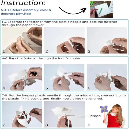 DIY Summer Pinwheels Craft for Kids (24 Pack) Color Your Own White Pinwheels, Bulk Summer Spring Easter Craft Kit for Boys & Girls, Arts and Craft Party Activity, Easter Basket Stuffers {5}