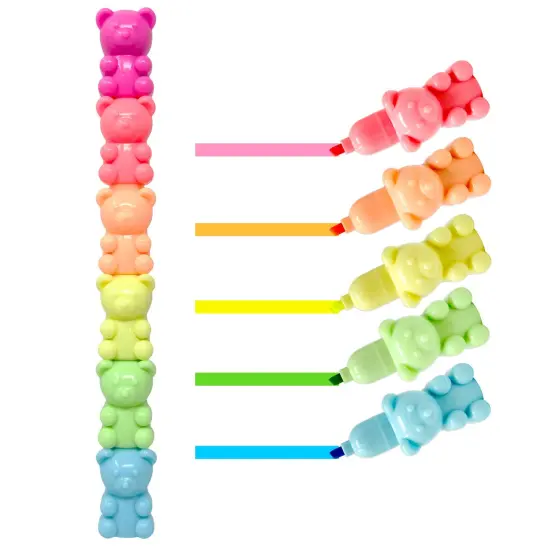 Wrapables Mini Stackable Highlighters, Cute Multi-color Markers, Teddy Bears {1}