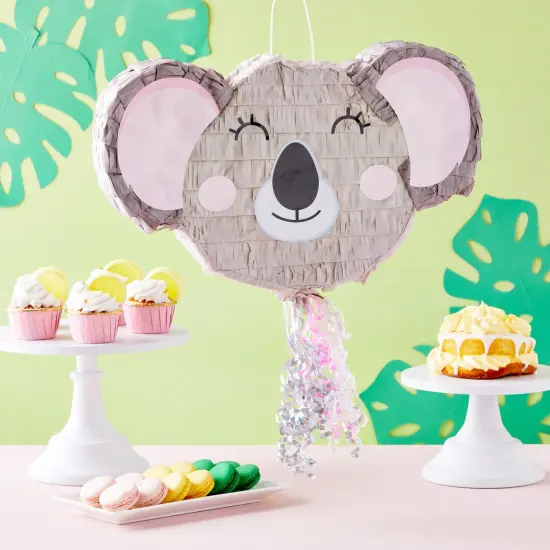 Koala Pinata - Pull String Animal Pinata, Koala, Animal, Jungle Theme Birthday Party Decorations (Small, 16.5x10x3 In) Grey {2}