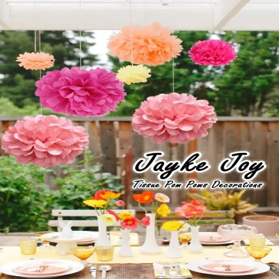 20 Pcs Paper Pom Poms Kit Decor, Tissue Paper Flowers for Birthday, Wedding, Bachelorette, Baby Shower, Girl Nursery Decoration (Pink Mix) {4}