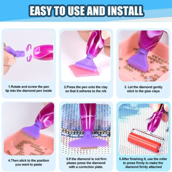 Diamond Painting Accessories & Tools Set - 13 PCS Art Pens, Thread Tips, Anti-Fall Tools, Wax - Ergonomic for DIY Craft {5}