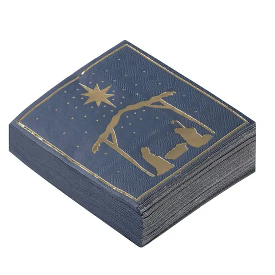 Christmas Party Decorations, Nativity of Jesus Napkins (5 x 5 In, Navy Blue, 50 Pack) {4}