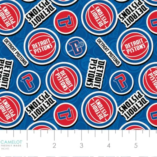 NBA Licensed Detroit Pistons Toss Blue Cotton Fabric by the Yard {1}