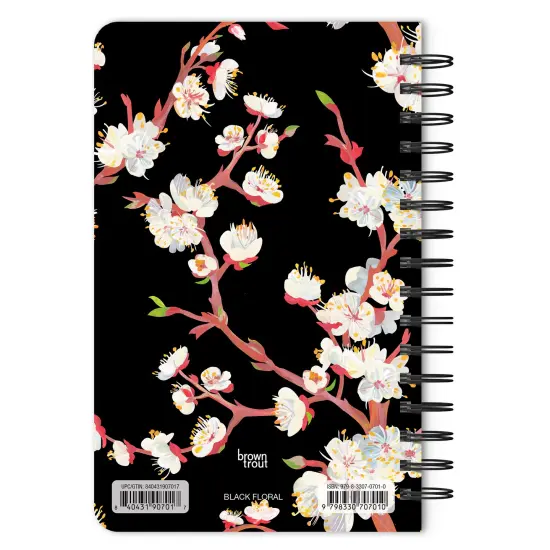 Black Floral | 5.25x8.25 Inch Compact Wire Journal | Non-Dated | Foil Stamped Cover {2}