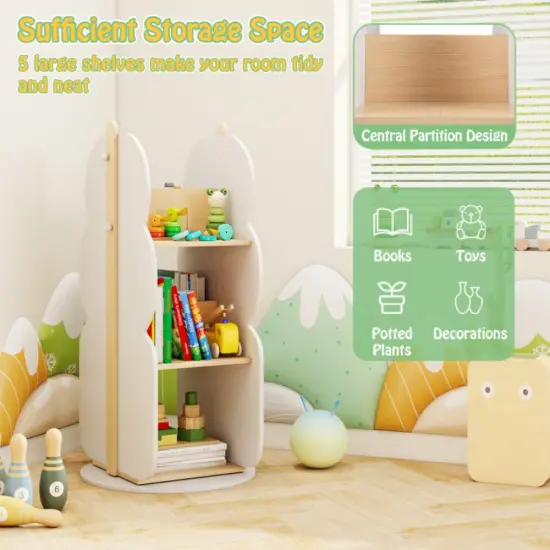 White Engineered Board 360&deg; Rotatable Toy Storage Shelf with 5 Open Shelves {5}