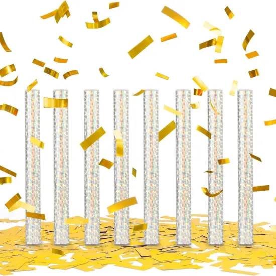 8Pack Gold Metallic Confetti Sticks, Confetti Flick Flutter Shoots Popper for Graduation, Birthday Party, Wedding, Anniversary Parties Supplies, Square, 7.8inch {1}