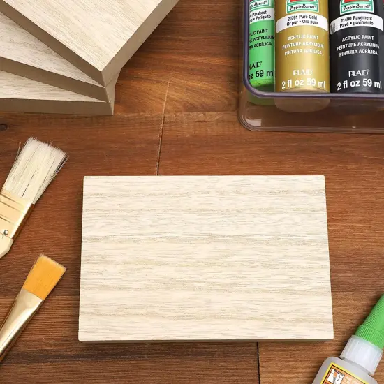 Bright Creations 4 Pack Unfinished Wood Blocks, 4x6 Wood Blocks for Crafts, Rectangle Thick MDF Wood Blocks for DIY Projects, Wooden Blocks for Crafts, Custom Plaques, Decor Brown {4}