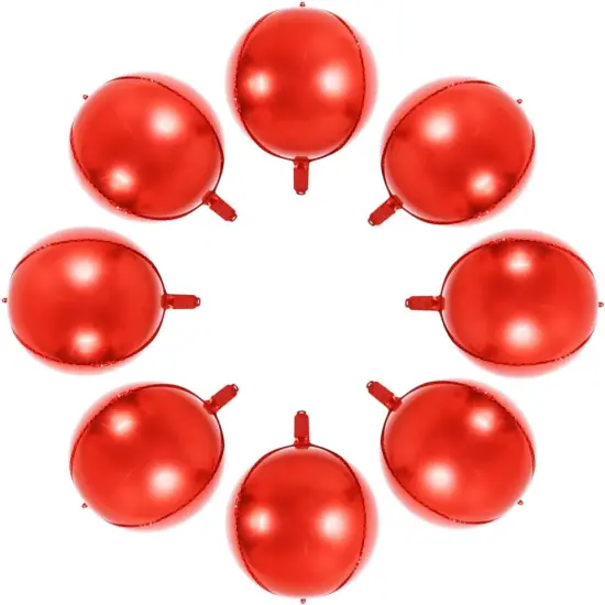 10pcs 15 Inch Red 4D Balloons Foil Mylar 4D Round Balloons for Baby Shower, Gender Reveal, Wedding, Birthday or Engagement Party Decoration {1}