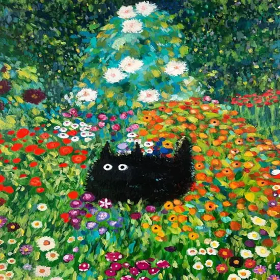 DIY Diamond Painting Art Kit for Adults, 5D Diamond Painting Kits, Diamond Painting Kit, Diamond Art - Flowers and Black Cats, Cat Diamond Painting,Home Wall Decoration {1}