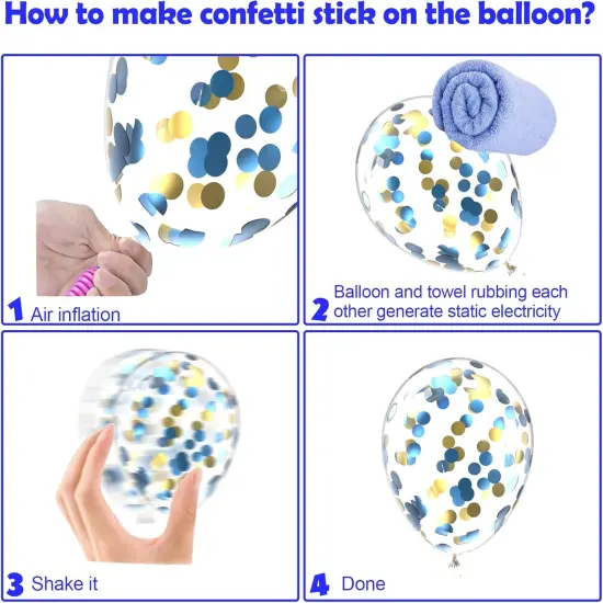 Pink Blue White Balloons,60 Pcs 12 inch Pink Blue and White Pastel Gold Blue Confetti Latex Balloons with 2rolls 33ft Ribbon For Birthday Baby Shower Gender Reveal Party Supplies and Decorations {3}