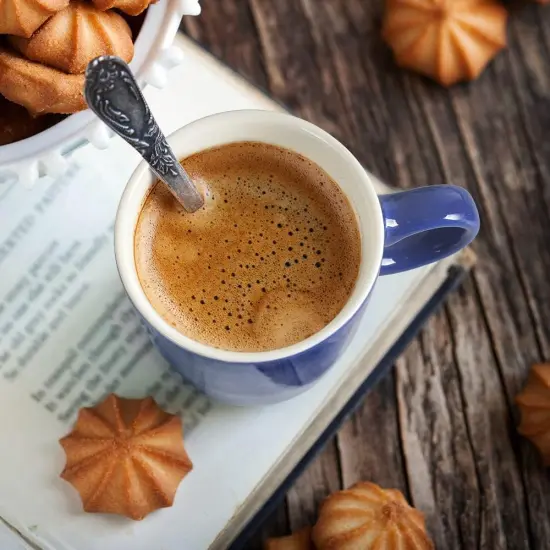 Mini Procelain Espresso Cup, 4 Ounces / 120 ml Tiny Ceramic Coffee Mugs Demitasse for Espresso, Tea- Set of 6, Navy {4}