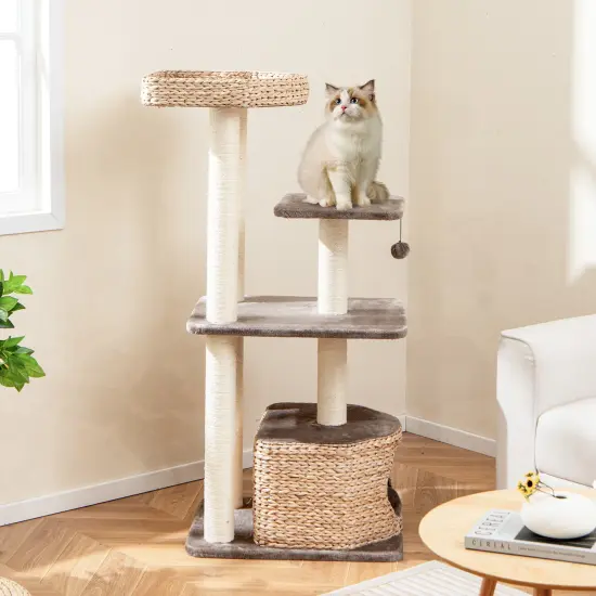 4-Layer Cat Tower with 6 Robust Scratching Post and Soft Padded Washable Cushions {3}