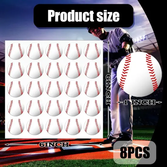 200 Pieces 8 Sheets Baseball Award Decal Set Baseball Vinyl Stickers 1" Small Self Adhesive Baseball Helmet Stickers for Laptops, Cars, Scrapbook, Phones, Batting {3}