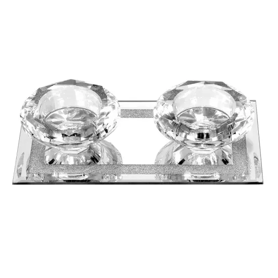 Crystal Tealights Holder with Tray Silver {2}