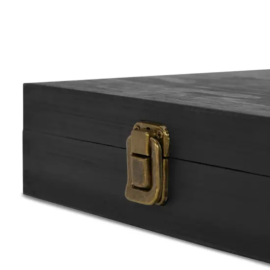 Makerflo Natural Pine Wood Cigar Box, Hinged Back & Front Clasp, Black Felt Lined, 8.5" x 8" x 2.4", Ideal for Craft - (Laser Engraving, Epoxy, UV DTF, and Vinyl) {5}