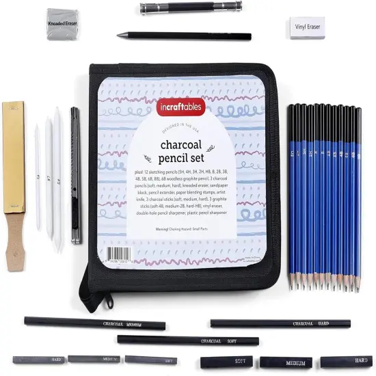 Drawing Pencils for Sketching & Shading. Art Sketch Pencils Set for Adults & kids. Drawing Supplies Sketch Kit with 21 Graphite & Charcoal Pencils. {4}