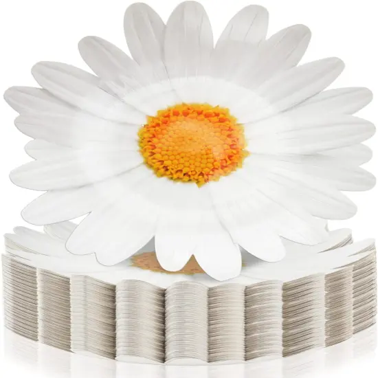 100 Pack Daisy Floral Paper Plates Flower Disposable Dinner Plates 9.5 Inch Summer Tableware {1}
