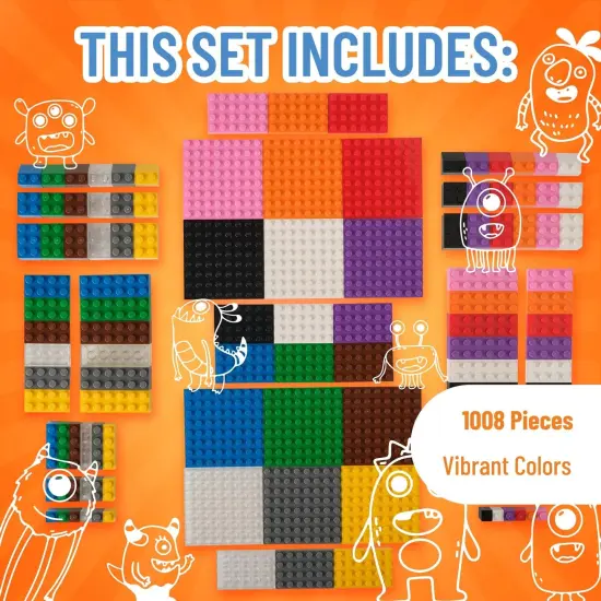 Strictly Briks Toy Building Block, 12 Vibrant Colors, 1008 Pieces, Classic Bricks Building Starter Kit for Kids, 100% Compatible with All Major Brick Brands, Ages 3-14 Multicolor {3}