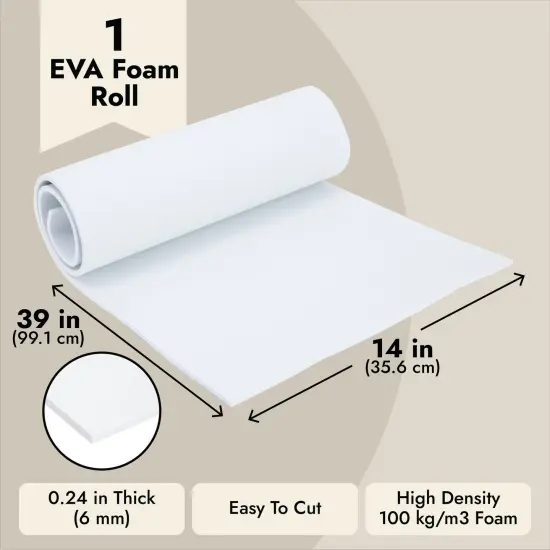Bright Creations 6mm EVA Foam Sheets for Halloween Costumes and Decorations - Cosplay Supplies, High Density 100 kg/m3 for DIY Projects, 14 x 39 in White {5}