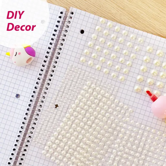 Wrapables 1982pcs Acrylic Pearl Adhesive Stickers in Assorted Sizes for DIY Crafting, Face, Hair, Makeup, Nails {6}