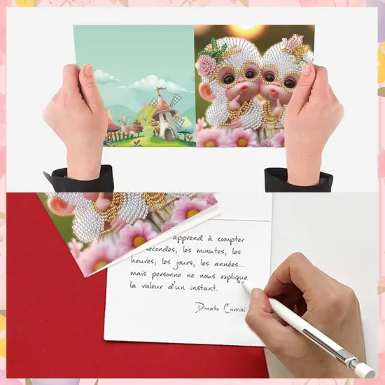 Diamond Painting Greeting Card Kit, Special Shaped Diamonds Painting, DIY Handcraft for Relatives and Friends with Wishes,Unique Design Crafting for Birthday or Holiday Cards {4}