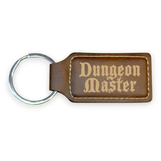 Keychain - Rectangle - Dungeon Master - Leather Rawhide/Black {5}