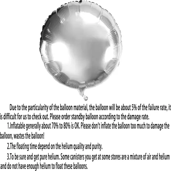 Silver Wedding Party Round Foil Mylar Balloons Helium Metallic Balloons Baby Shower Bridal Shower Engagement Birthday Party Favors Balloons Decorations, 25pc {3}