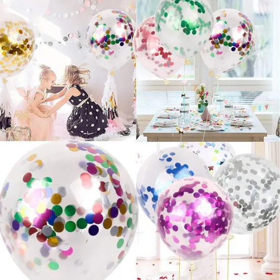 Party Confetti Balloons 50 Pack, 12 Inch Rainbow Confetti Latex Balloons for Birthday Baby Shower Party Decoration {4}
