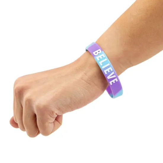 36 Pack Inspirational Rubber Bracelets, Motivational Silicone Wristbands, Tie Dye Party Favors for Kids and Adults Purple {4}
