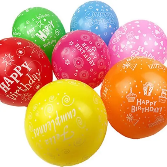 100 Pcs 12" Latex HAPPY BIRTHDAY Balloons Printed Rainbow Candy Birthday Party Balloon Globos 10 Colors {1}