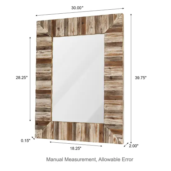 Set of 2 40"&times; 30" Farmhouse Rectangle Wooden Frame Wall Mirror Bathroom-vanity Drawing Room Decor {5}