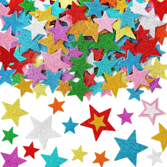 Colorful Glitter Star Foam Sticker, 300Pcs Stars Shapes Glitter Self Adhesive Foam Stickers for Kids Party Favors Toddler DIY Crafts Supplies Home Decorations {1}