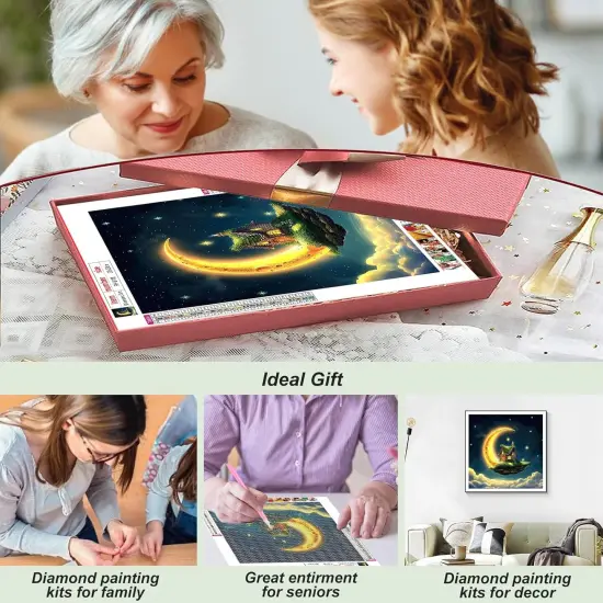 Starry Night Diamond Painting Kits for Adults, Moon Diamond Art Kit, Beginners DIY 5D Round Full Diamond Dots Painting Art, Craft Gift Suitable for Home Wall Decoration 12&times;12Inch {3}