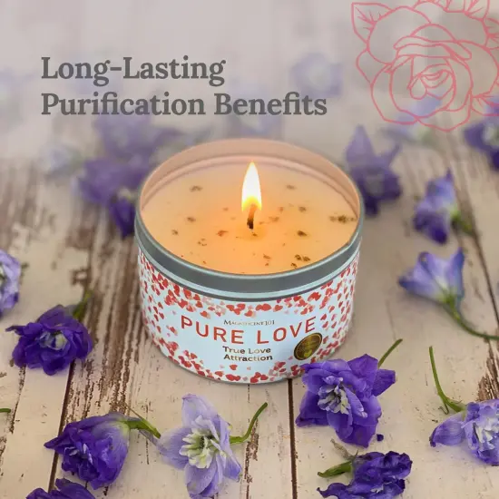 Magnificent 101 Long Lasting Pure Love Aromatherapy Tin Candle | 6 Oz - 35 Hour Burn | All Natural Soy Wax with Sage, Rose, Lavender for Energy Cleansing, Purification, Manifestation Multicolor {2}