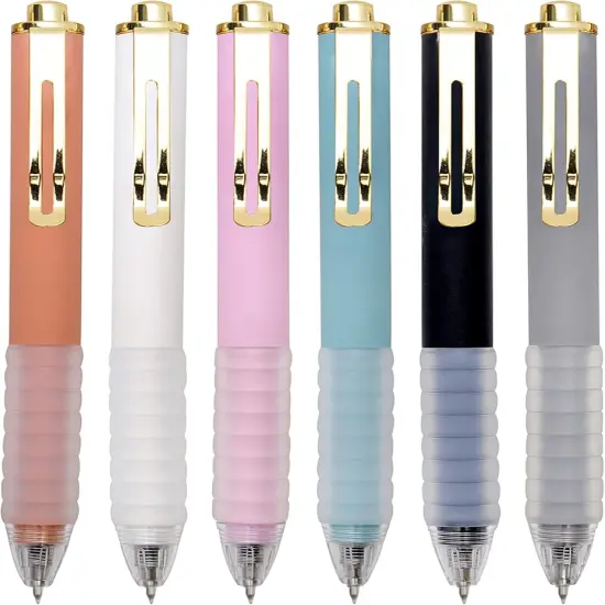 Ballpoint Pens Medium Point 1mm Black Ink Work Pen with Super Soft Grip Ball Point Pen for Men Women Retractable Office Pens (Gold Clip-6 count) {1}