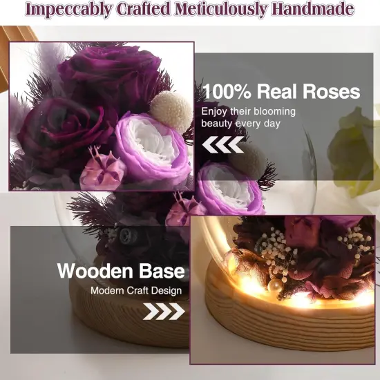 Valentines Gifts for Her, Flowers for Delivery Prime, Preserved Real Rose in Glass Dome with LED Light, Gifts Idea for Women Wife Mom Grandma on Anniversary Birthday Mothers Day {3}