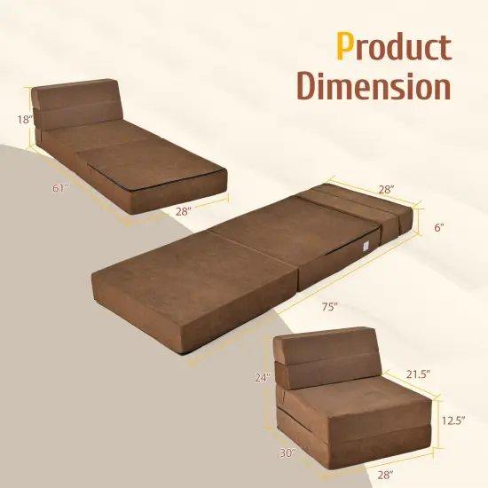 Flocking Sofa Bed Mattress with Sponge Filling and Magic Stick Brown {3}