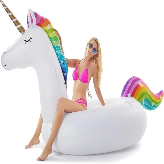 Giant Inflatable Unicorn Pool Float Floatie Ride On with Fast Valves Large Rideable Blow Up Summer Beach Swimming Pool Party Lounge Raft Decorations Toys for Kids Adults {1}