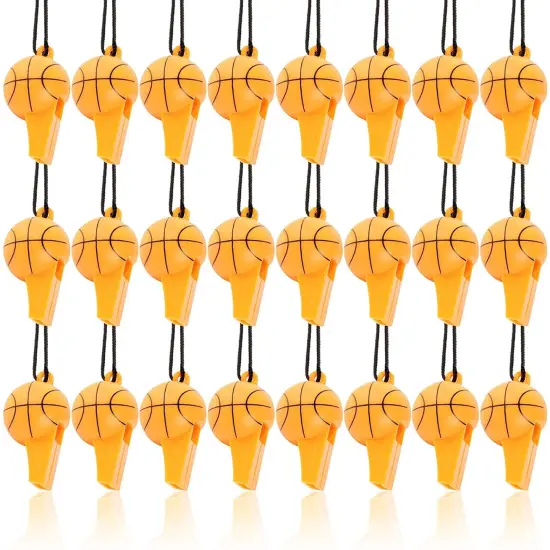 Basketball Whistles for Party Favor, Sports Birthday Supplies (24 Pack) Orange {1}