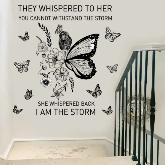 Inspirational Wall Art Positive Quotes Wall Decor Motivational Wall Decals Saying Quotes Wall Stickers Peel and Sticker Wall Decoration Flower Vine Butterfly Wall Sticker for Bedroom Living Room Home {2}