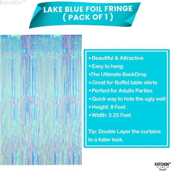 XtraLarge Blue Iridescent Streamers - 3.2x8 Feet, Blue Fringe | Mermaid Birthday Decorations, Iridescent Party Decorations | Bachelorette Party Decorations | Under The Sea Party Decorations {4}